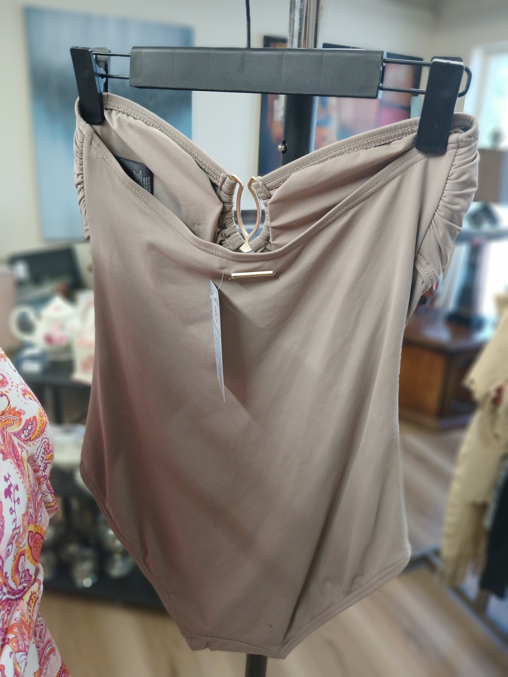 Vince Camuto Taupe Strapless One-Piece Swimsuit - Picture 2 of 3